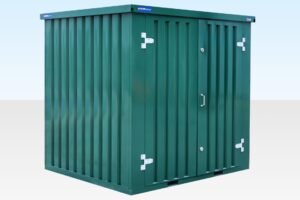 2m Flat Pack Storage Container - Powder Coated Green