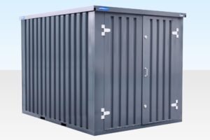 3m Flat Pack Storage Container - Powder Coated Grey
