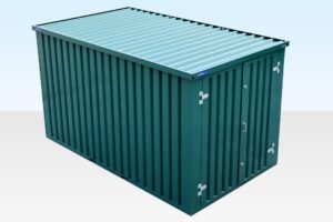 4m Flat Pack Storage Container - Powder Coated Green